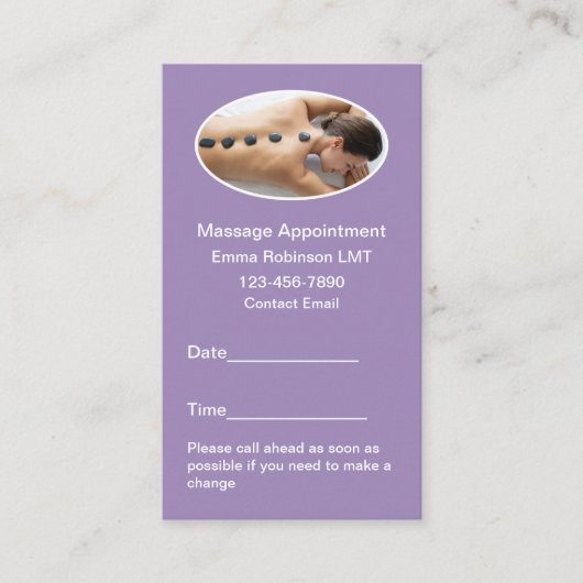 マッサージセラピストアポイントメント名刺 予約カード (正面)
