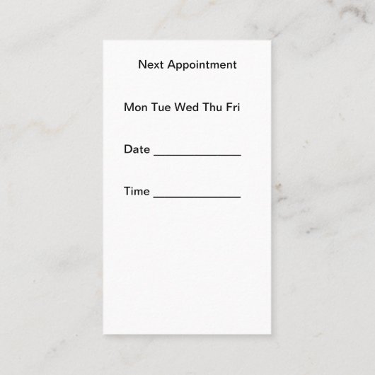 マッサージセラピストアポイントメント名刺 名刺 (裏面)