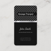 マッサージセラピストエレガント – 黒市松模様に 名刺 (正面)