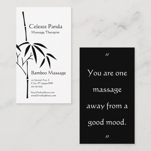 マッサージセラピストガ日本のーデンバンブー 名刺 (正面/裏面)
