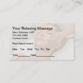 マッサージセラピストクライアント予算アポイントメントカード 予約カード (正面)