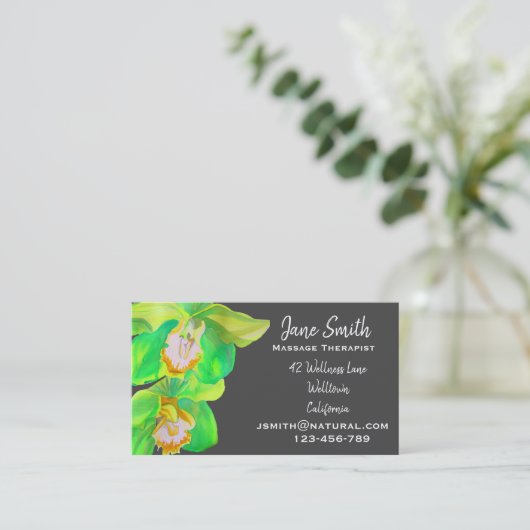 マッサージセラピストグリーンオーキッドセレネ自然 名刺 (スタンド正面)