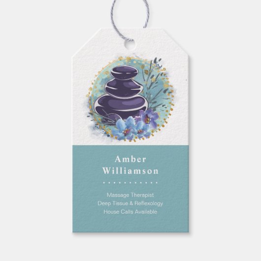 マッサージセラピストサロンスパスタイリストゼンストーンつる ギフトタグ (正面)