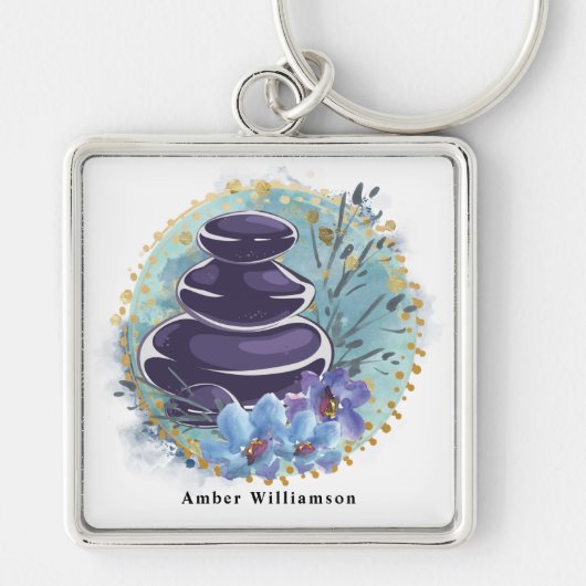 マッサージセラピストサロンスパスタイリストゼンストーンズ キーホルダー (正面)