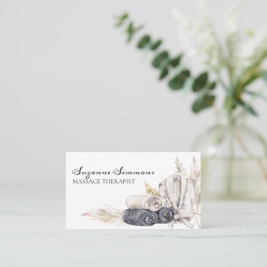 マッサージセラピストサロンボホウォーター色 名刺 (スタンド正面)