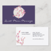 マッサージセラピストスパピンクさくらんぼブロッサムアンドムーン 名刺 (正面/裏面)