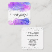 **マッサージセラピストセラピーグリッターハート スクエア名刺 (正面/裏面)