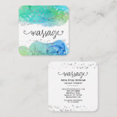 *~*マッサージセラピストセラピーグリッター小ハート スクエア名刺 (正面/裏面)