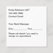マッサージセラピストゼンアポイントメントカード スクエア名刺 (裏面)