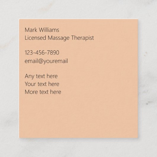 マッサージセラピストトレンディー名刺 スクエア名刺 (裏面)