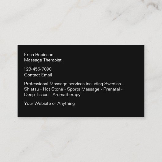マッサージセラピストトレンディー名刺 名刺 (裏面)