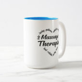 マッサージセラピストハートワードクラウド ツートーンマグカップ (正面右)