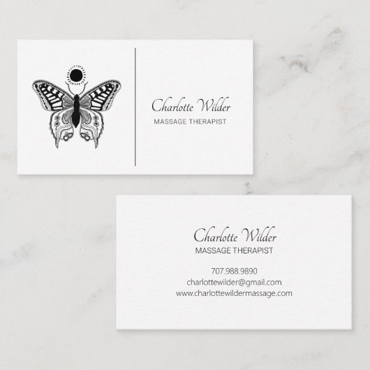 マッサージセラピストバタフライロゴ 名刺 (正面/裏面)
