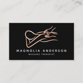 マッサージセラピストバラ金箔ブラシ付きメタル 名刺