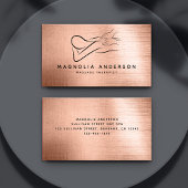 マッサージセラピストバラ金箔ブラシ付きメタル 名刺