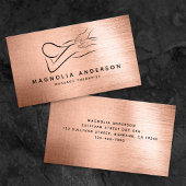 マッサージセラピストバラ金箔ブラシ付きメタル 名刺