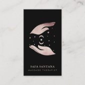 マッサージセラピストヒーリングハンドバラ金ゴールドグリッター 名刺 (正面)