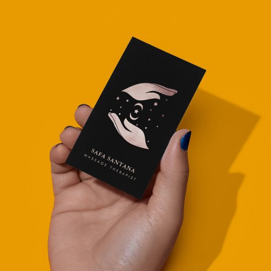 マッサージセラピストヒーリングハンドバラ金ゴールドグリッター 名刺