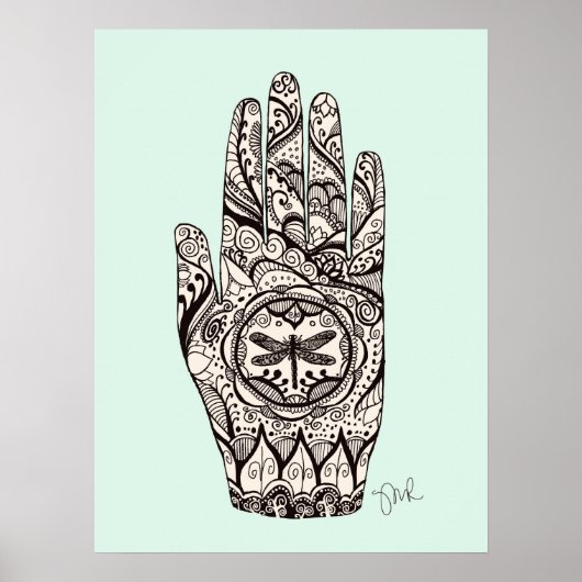 マッサージセラピストヘナドラゴンフライタトゥーハンド5 ポスター (正面)