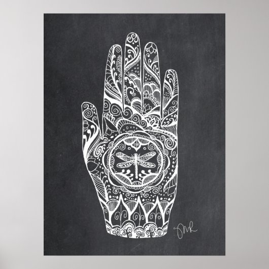 マッサージセラピストヘンナドラゴンフライタトゥーハンド1 ポスター (正面)