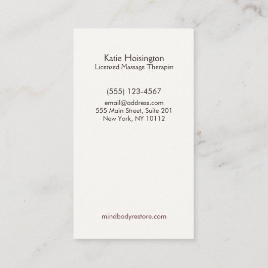 マッサージセラピストヘンナドラゴンフライタトゥーハンド1 名刺 (裏面)