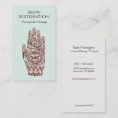 マッサージセラピストヘンナドラゴンフライタトゥーハンド2 名刺 (正面/裏面)