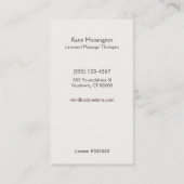 マッサージセラピストヘンナドラゴンフライタトゥーハンド2 名刺 (裏面)