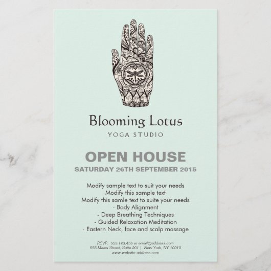 マッサージセラピストヘンナドラゴンフライタトゥーハンド チラシ (正面)