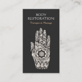 マッサージセラピストヘンナロータスタトゥーハンド4 名刺 (正面)