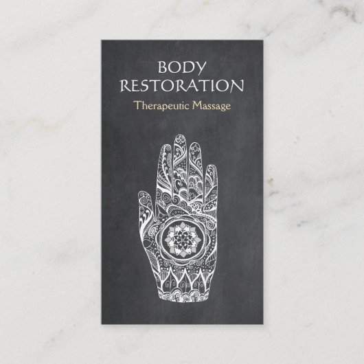 マッサージセラピストヘンナロータスタトゥーハンド 名刺 (正面)