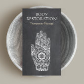 マッサージセラピストヘンナロータスタトゥーハンド 名刺