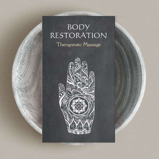 マッサージセラピストヘンナロータスタトゥーハンド 名刺