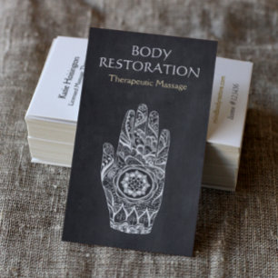 マッサージセラピストヘンナロータスタトゥーハンド 名刺