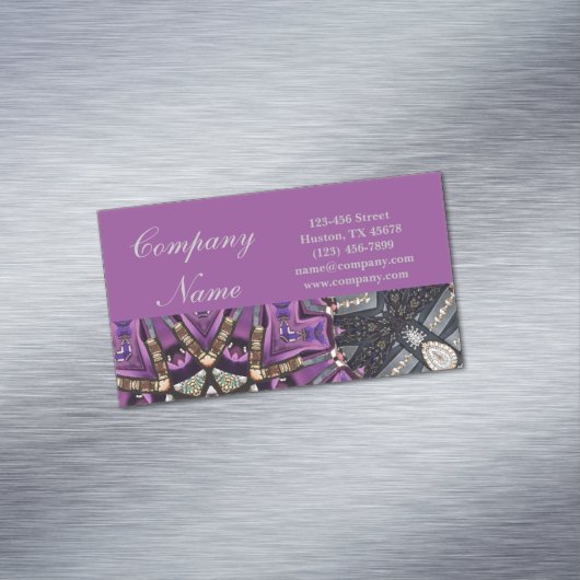 マッサージセラピストホリスティックヨガパープルマンダラ マグネット名刺 (インサイチュ)