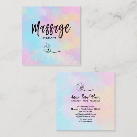 *~*マッサージセラピストマッサージセラピーフローラ スクエア名刺 (正面/裏面)