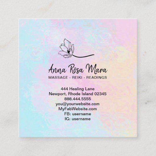 *~*マッサージセラピストマッサージセラピーフローラ スクエア名刺 (裏面)