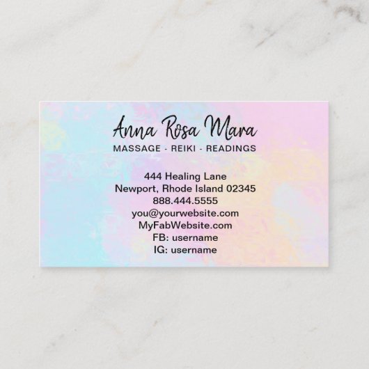 *~*マッサージセラピストマッサージセラピー抽象芸術 名刺 (裏面)