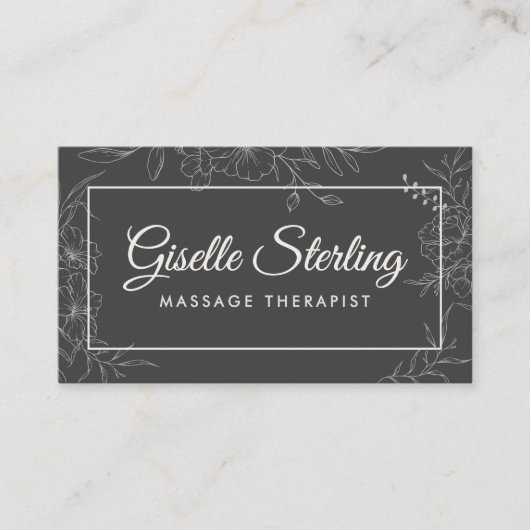 マッサージセラピストムーディチャークグレーフローラ 名刺 (正面)