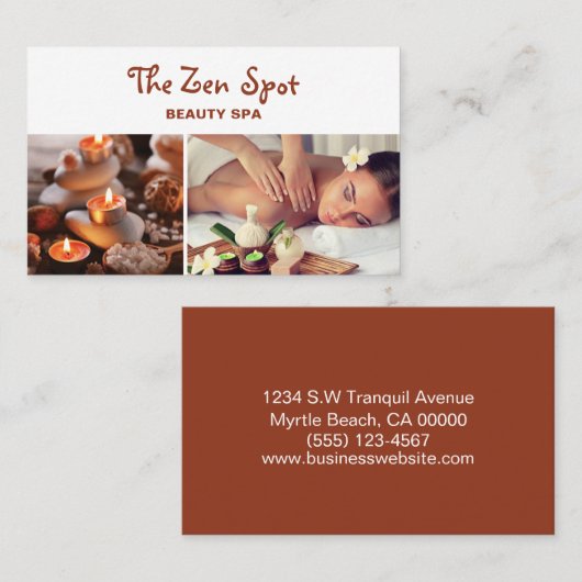 マッサージセラピストモダンゼンストーンズ美しいスパ 名刺 (正面/裏面)