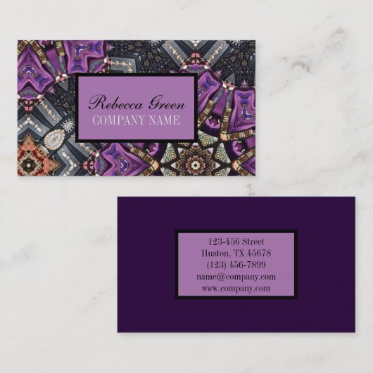 マッサージセラピストヨガパープルボヘミアン 名刺 (正面/裏面)