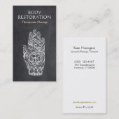 マッサージセラピストロゴヘンナドラゴンフライタトゥーハンド 名刺 (正面/裏面)