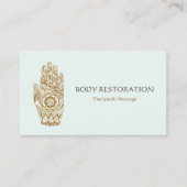 マッサージセラピストロゴヘンナロータスタトゥーハンド5 名刺 (正面)