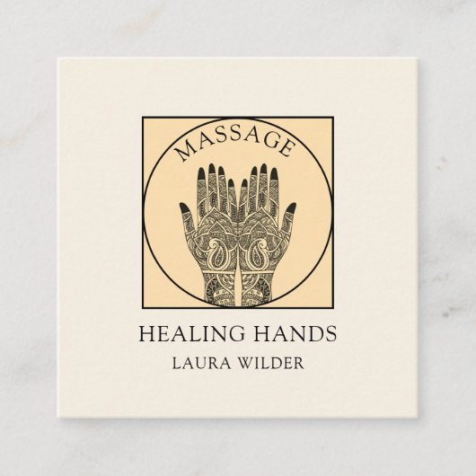 マッサージセラピスト体ワークメンディヘンナスクエアブ スクエア名刺 (正面)