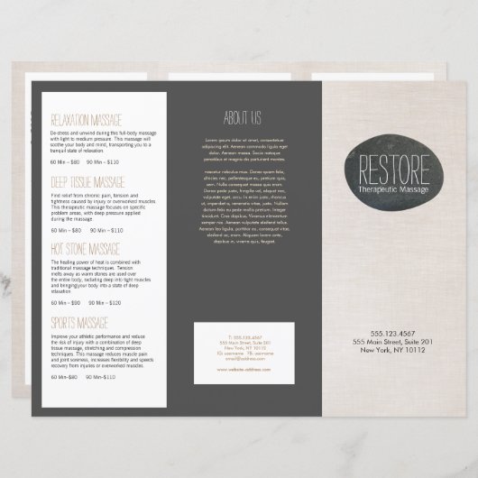 マッサージセラピスト禅石三折パンフレット (正面/裏面)