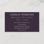 マッサージセラピスト紫金ゴールドモダン水彩 名刺 (裏面)