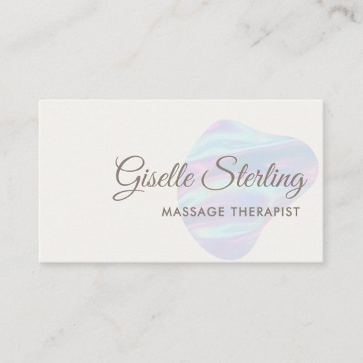 マッサージセラピスト虹彩色パールオパール抽象芸術 名刺 (正面)