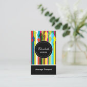 マッサージセラピスト-カラフルストライプパターン 名刺 (スタンド正面)