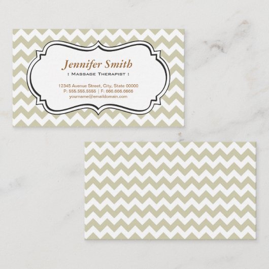 マッサージセラピスト – シェブロンシンプルジャスミン 名刺 (正面/裏面)