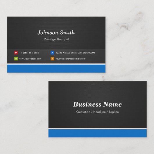 マッサージセラピスト - プロフェッショナル カスタマイズ可能 名刺 (正面/裏面)