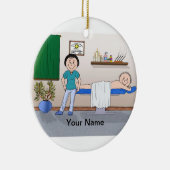 マッサージセラピスト-女性、オスの顧客 セラミックオーナメント (右)